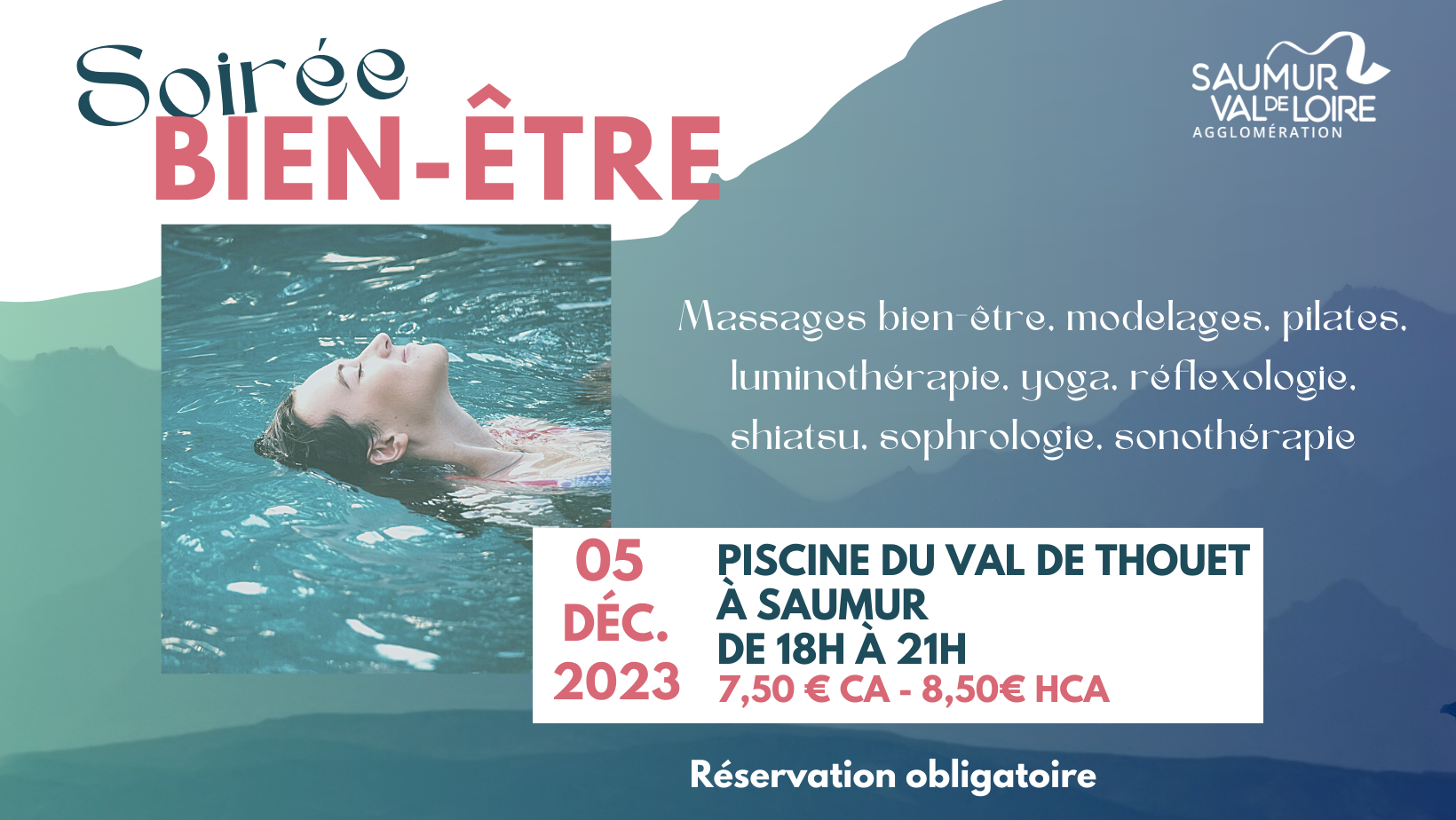 Plongez dans la détente lors d’une SOIRÉE BIEN-ÊTRE à la piscine du Val de Thouet